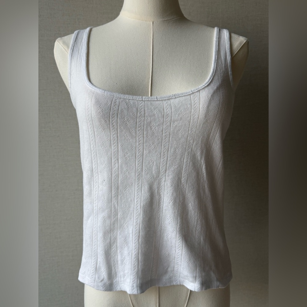 Zara White Knit Square-Neck Tank
